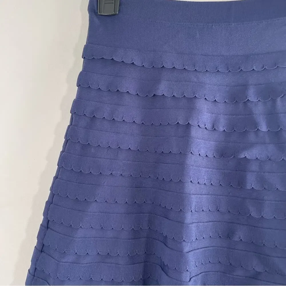 Lilly Pulitzer Olive Sweater Navy Blue Scallop Knit Skirt XS
